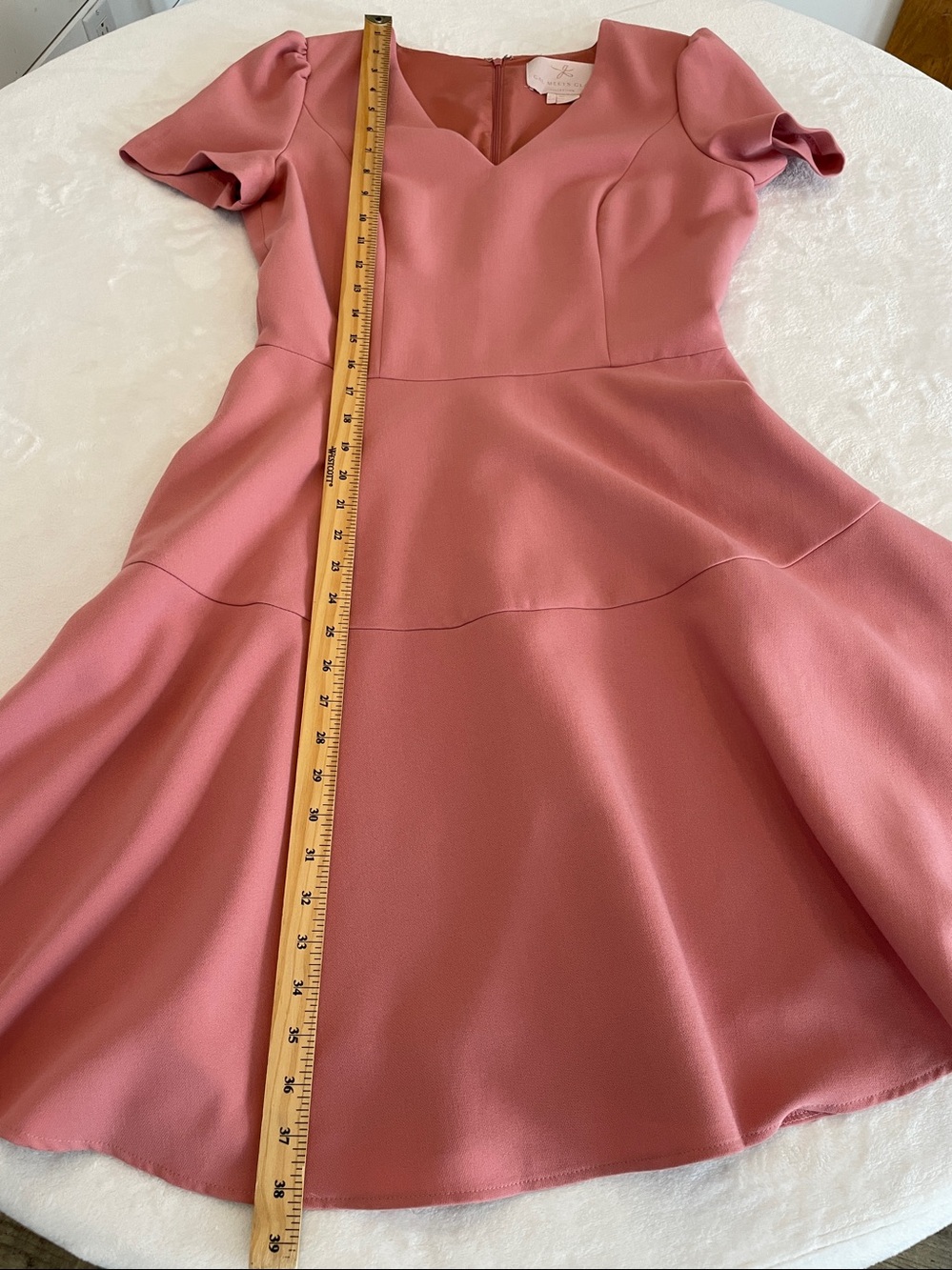 Gal Meets Glam Sz 8 Collection Kate V-Neck Fit & Flare Dress in Rosetta Pink - Picture 17 of 17